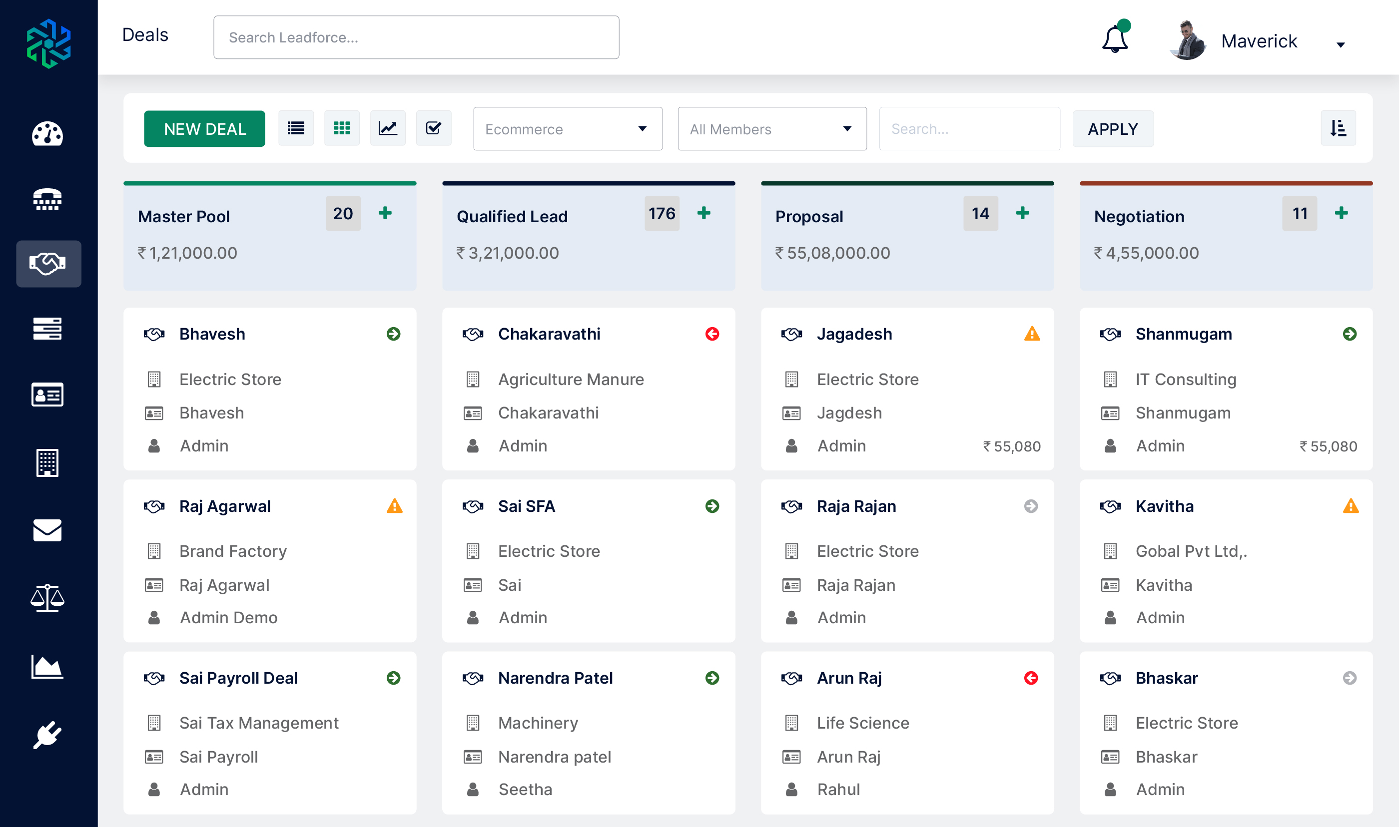 screenshot of Lead Force CRM